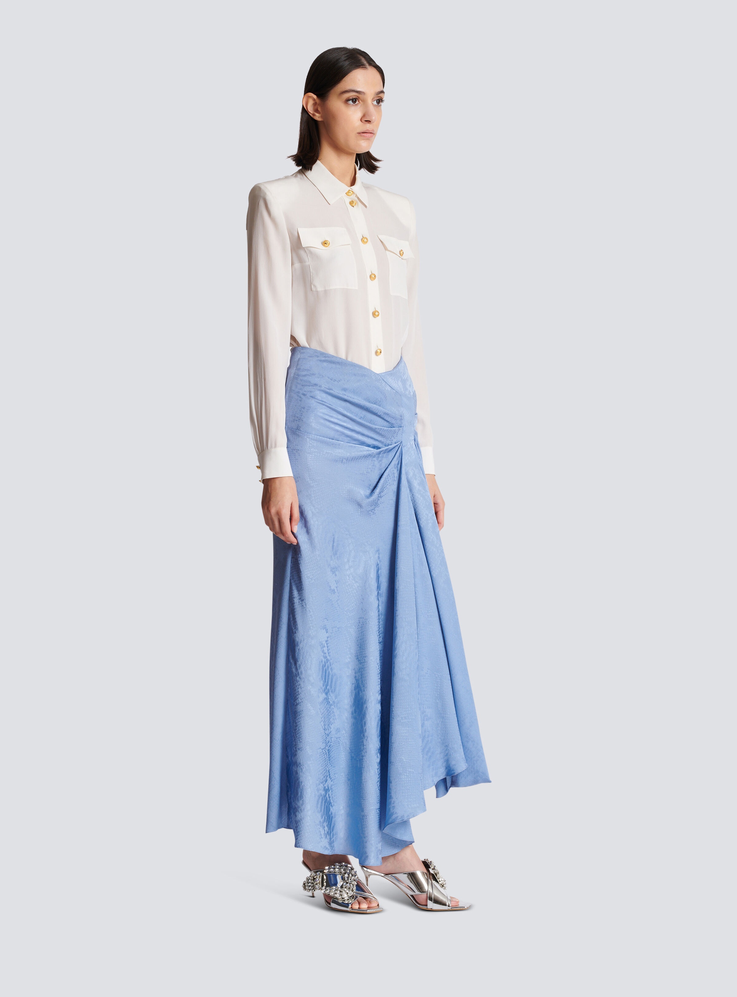Snakeskin silk jacquard skirt - 3