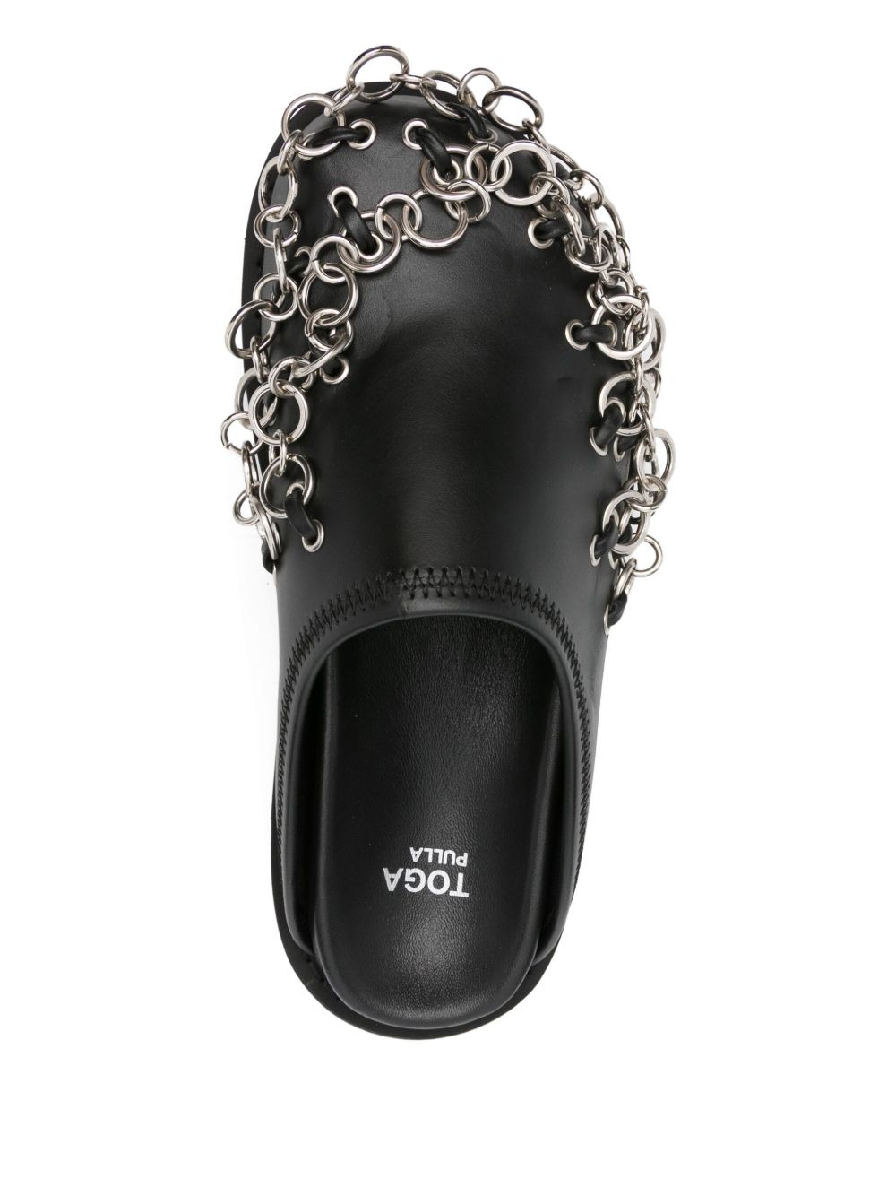 chain-embellished leather mules - 4