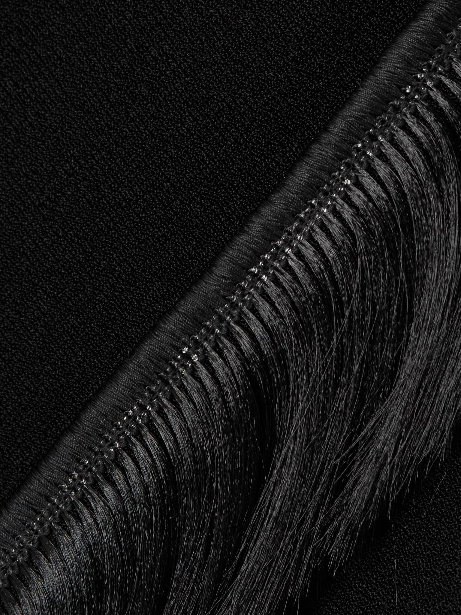 Fringed wrap-effect crepe mini skirt Black - 5