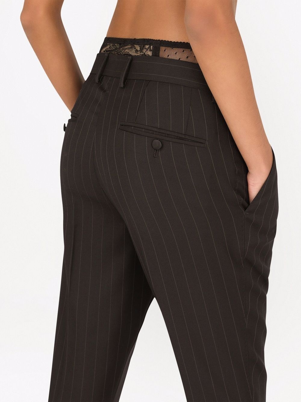 pinstriped tailored slim-fit trousers - 5