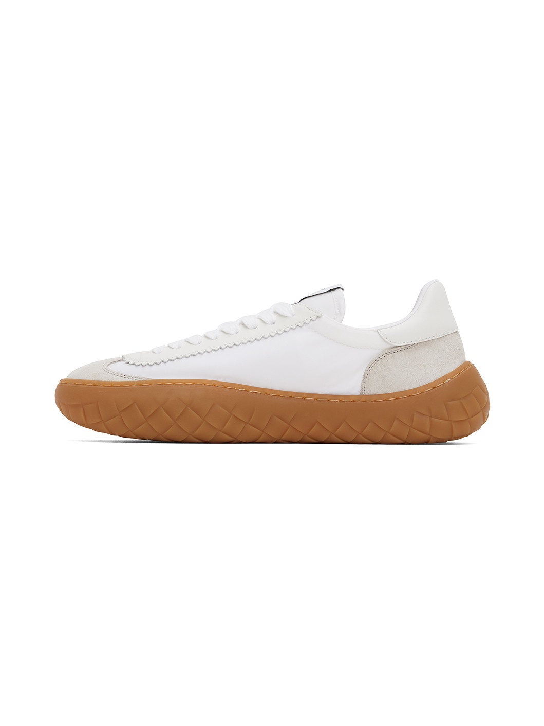 White Nylon & Suede Sneakers - 3