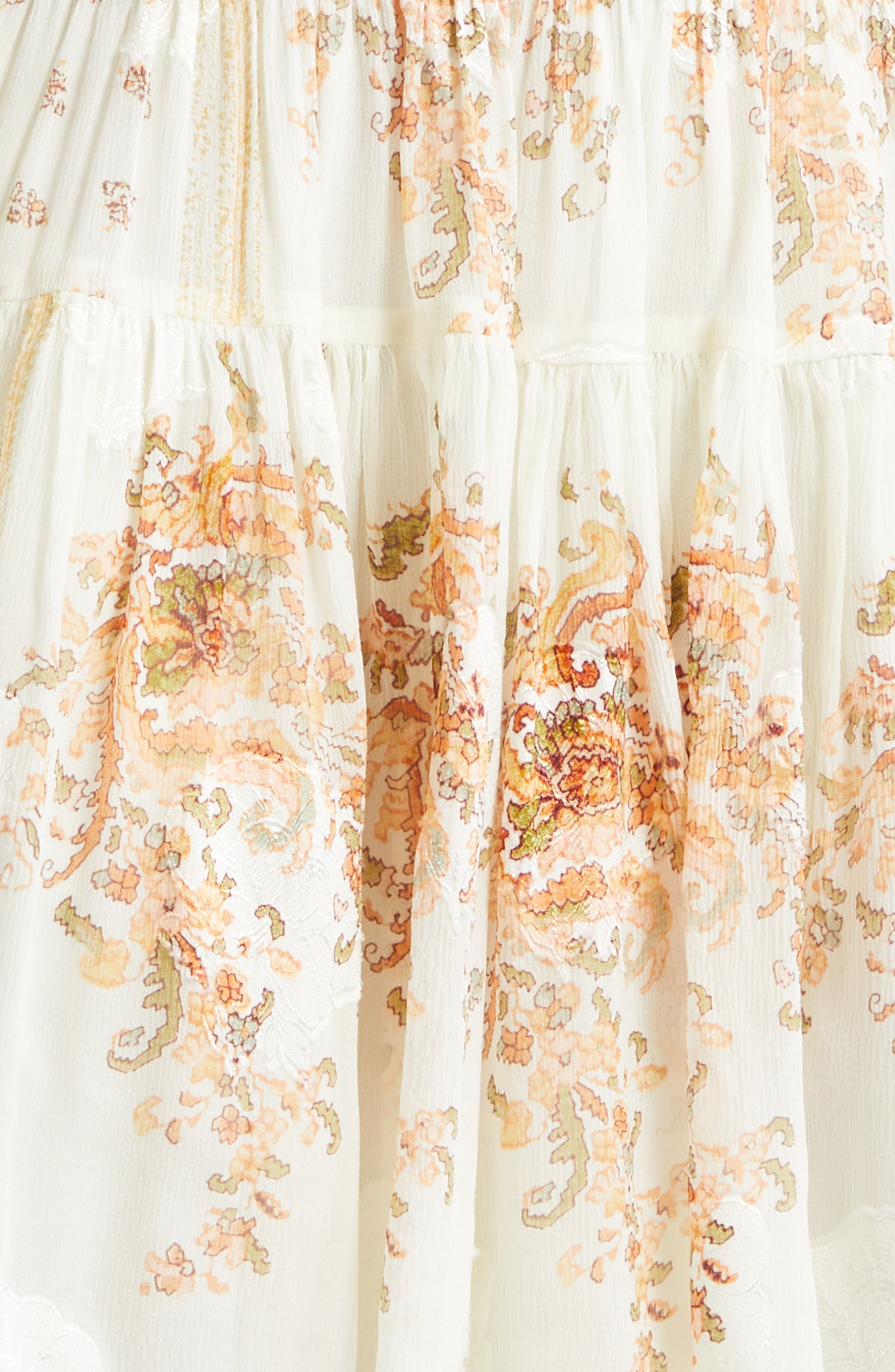 Ulla Johnson Maris Mixed Print Long Sleeve Silk A-Line Dress in Alabaster at Nordstrom - 6