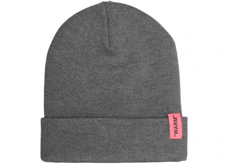 Off-White OFF-WHITE Logo Embroidered Beanie Medium Grey/Fuchsia outlook