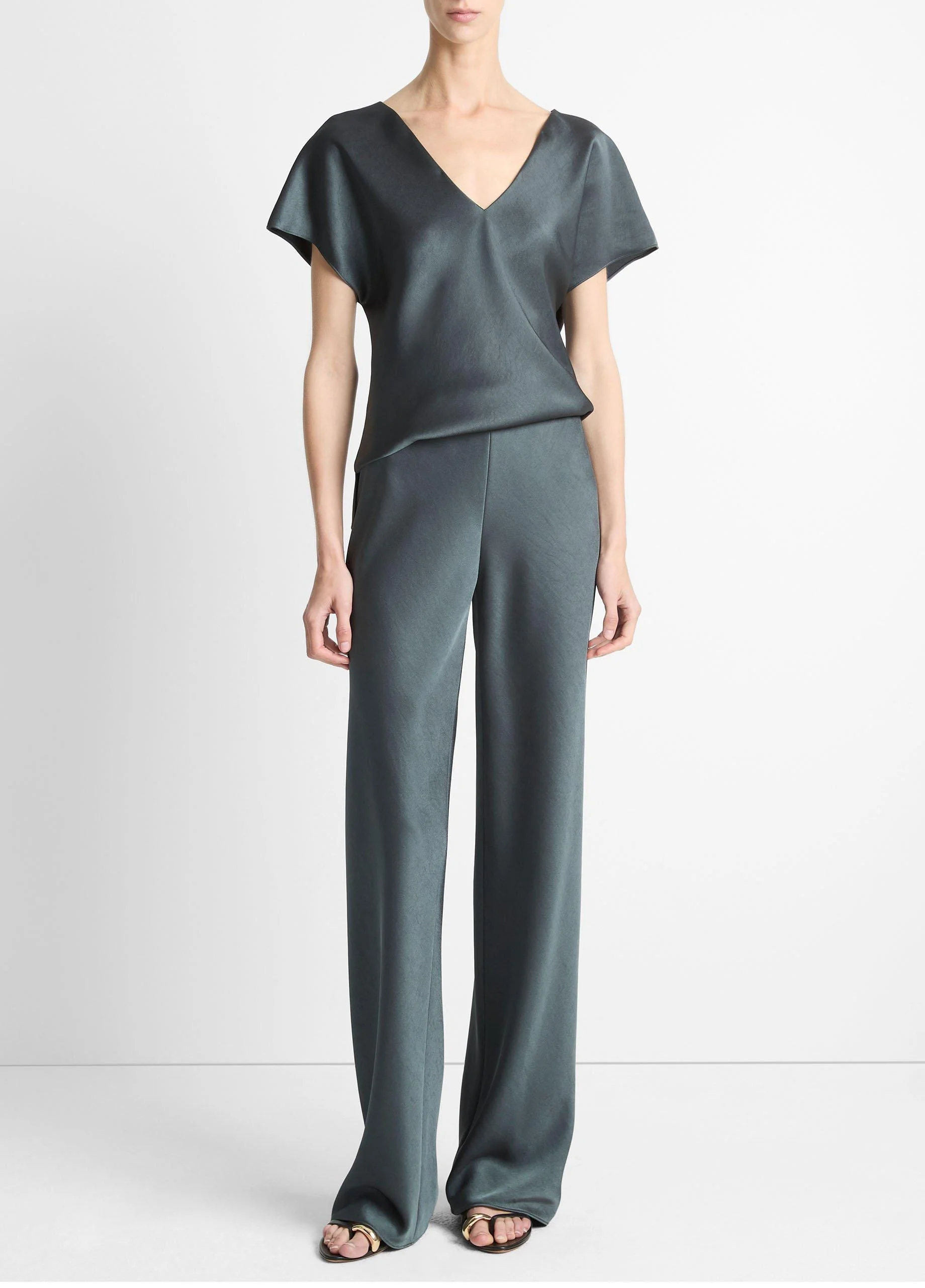 Colette High-Rise Fluid Satin Bias Pant - 1