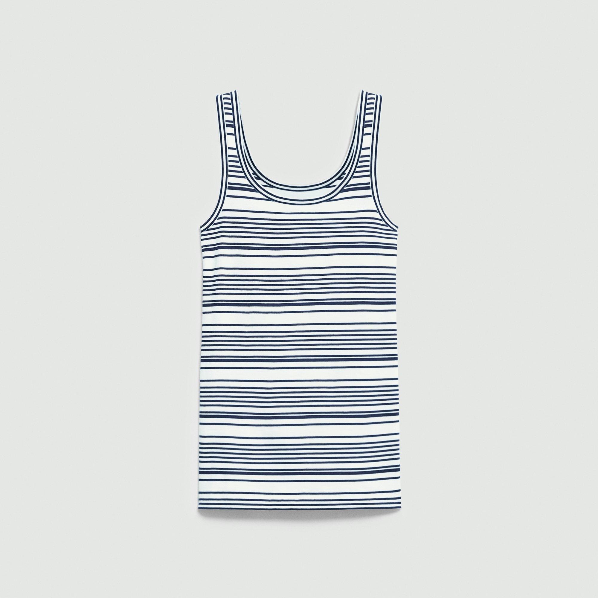 Scoop-Neck Tank Top in Striped Cotton Jersey - 1