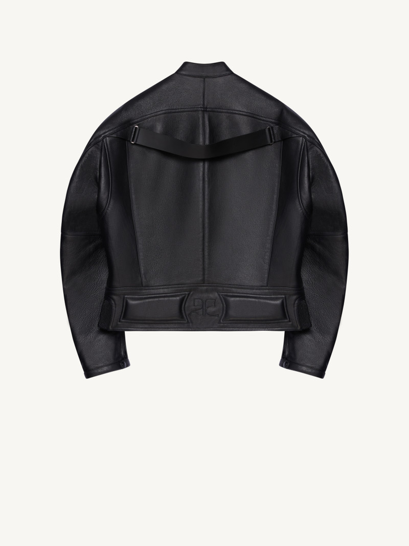 courrèges RACER BLACK LEATHER JACKET outlook