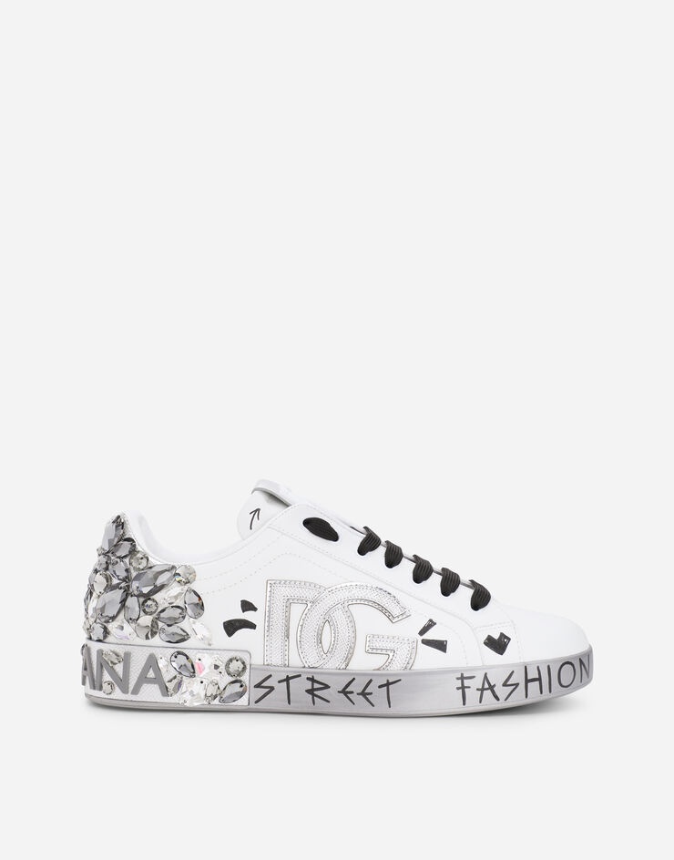 Printed calfskin nappa Portofino sneakers with DG logo and embroidery - 1