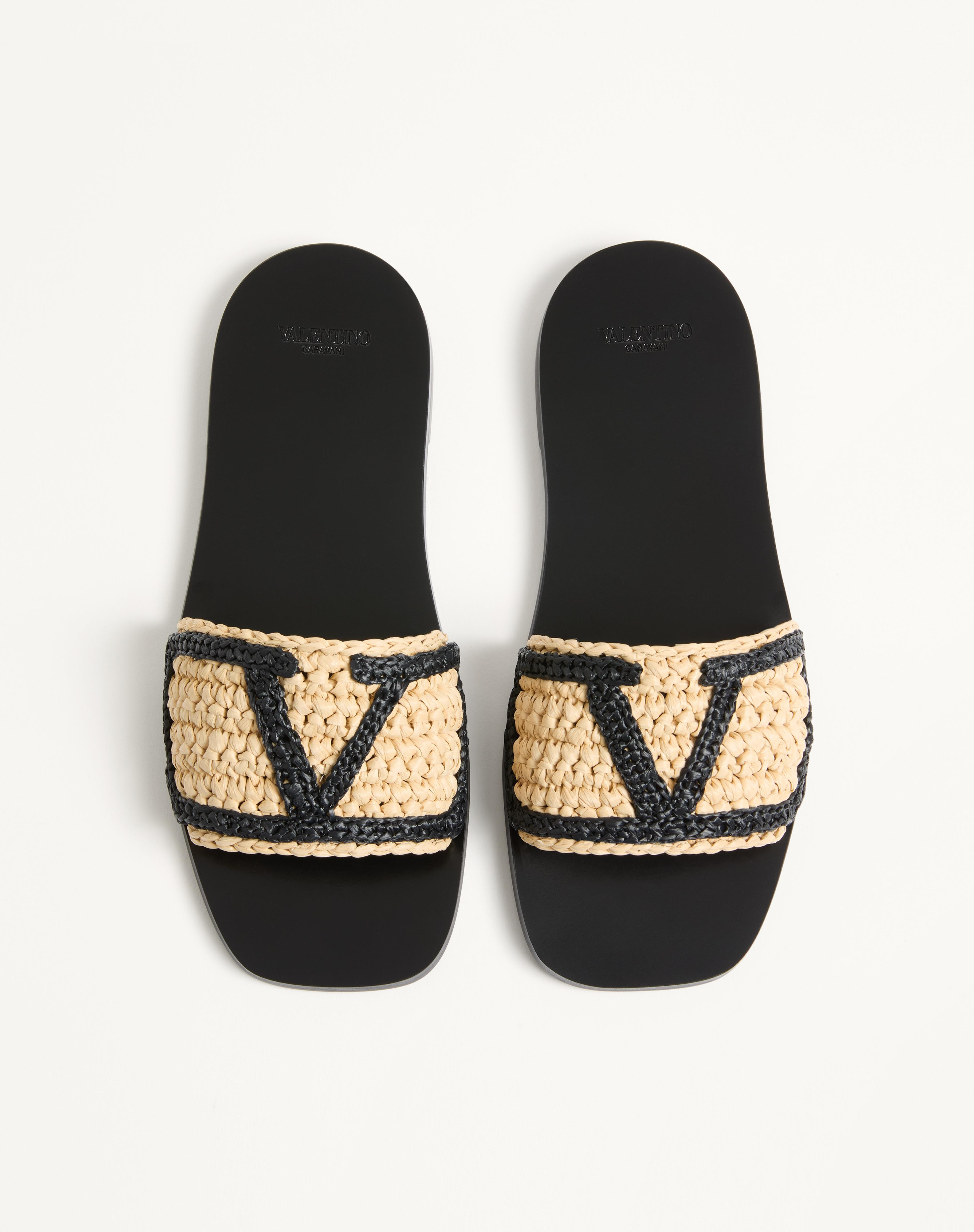 VIVA SUPERSTAR SLIDE SANDAL IN RAFFIA WITH CROCHET EMBROIDERY - 4