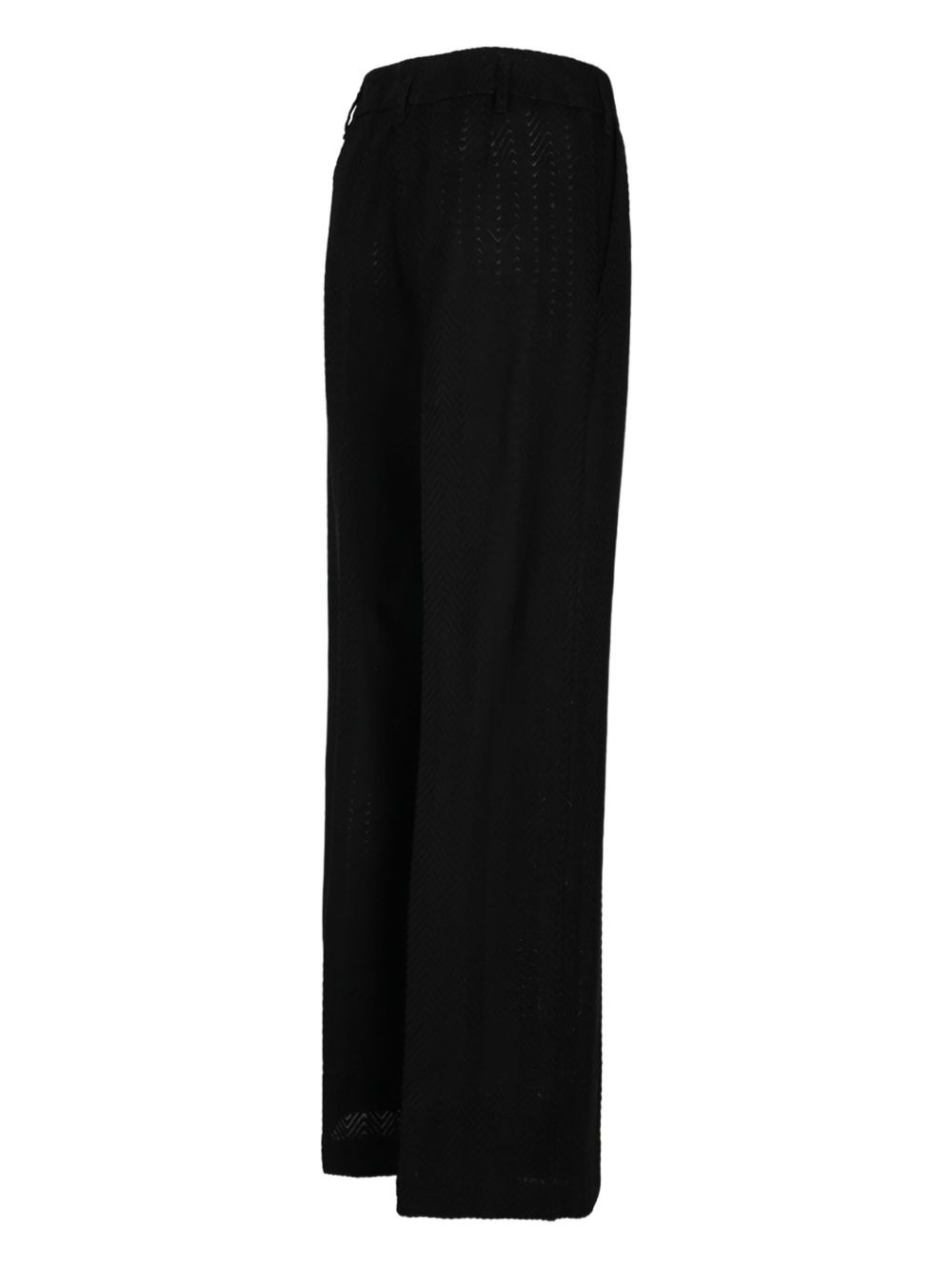 chevron-pattern open-knit trousers - 2