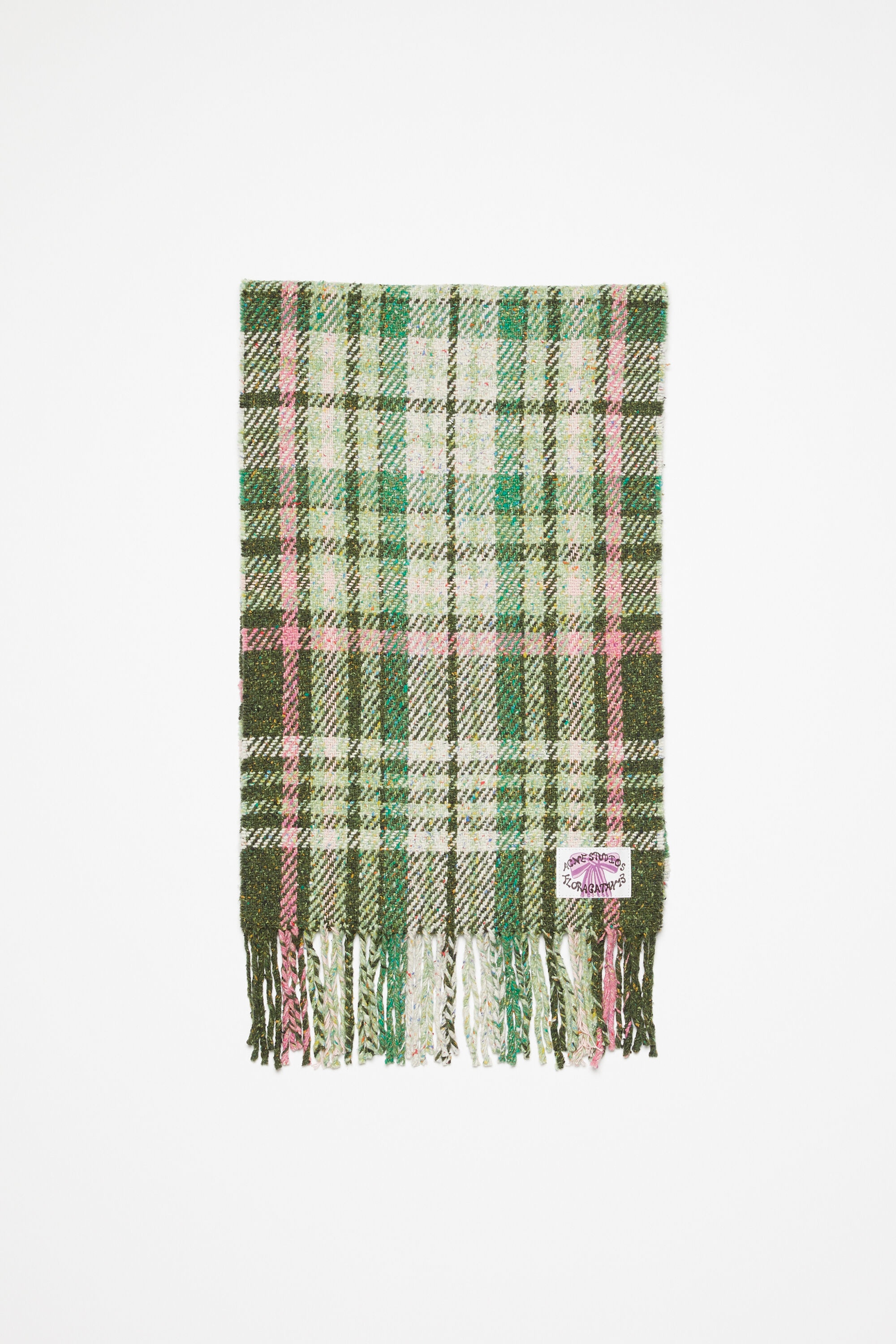 Plaid fringe scarf - Green - 1