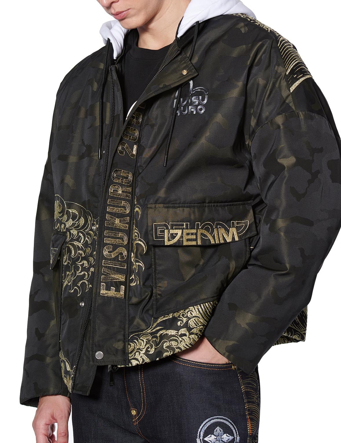 3D Ukiyo-E Embroidered Padded Jacket - 4