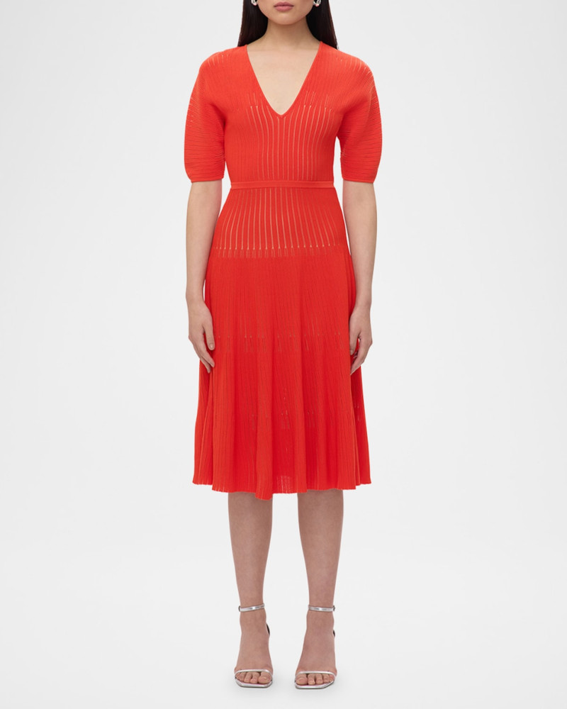 HERVE LEGER Lyla Dolman-Sleeve Rib Midi Dress outlook