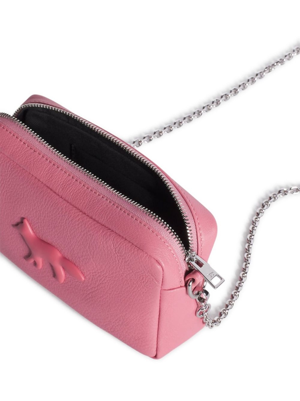 Fox-embossed leather cross body bag - 7