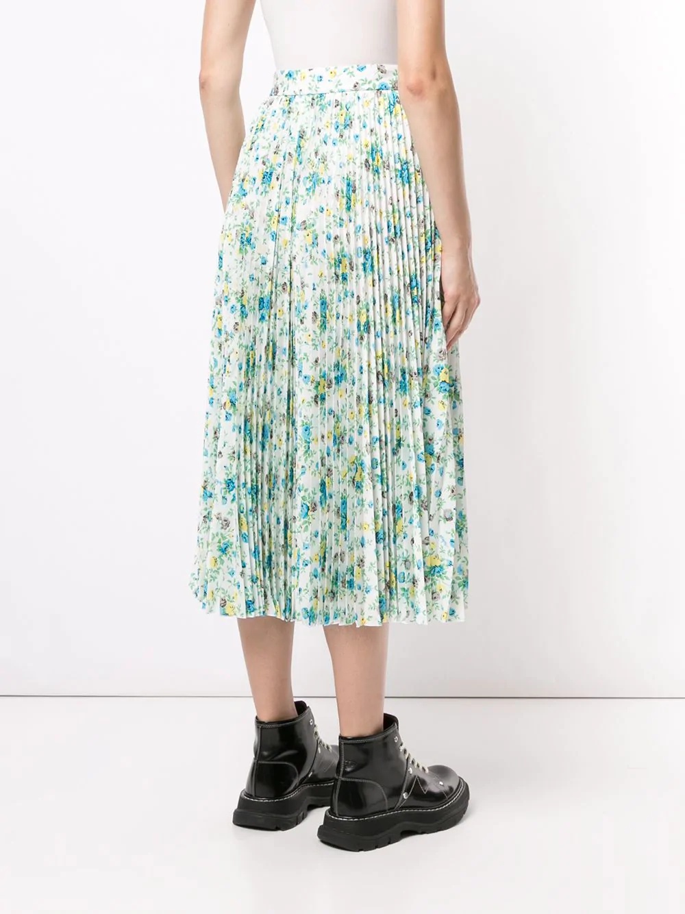 floral print pleated midi skirt - 4