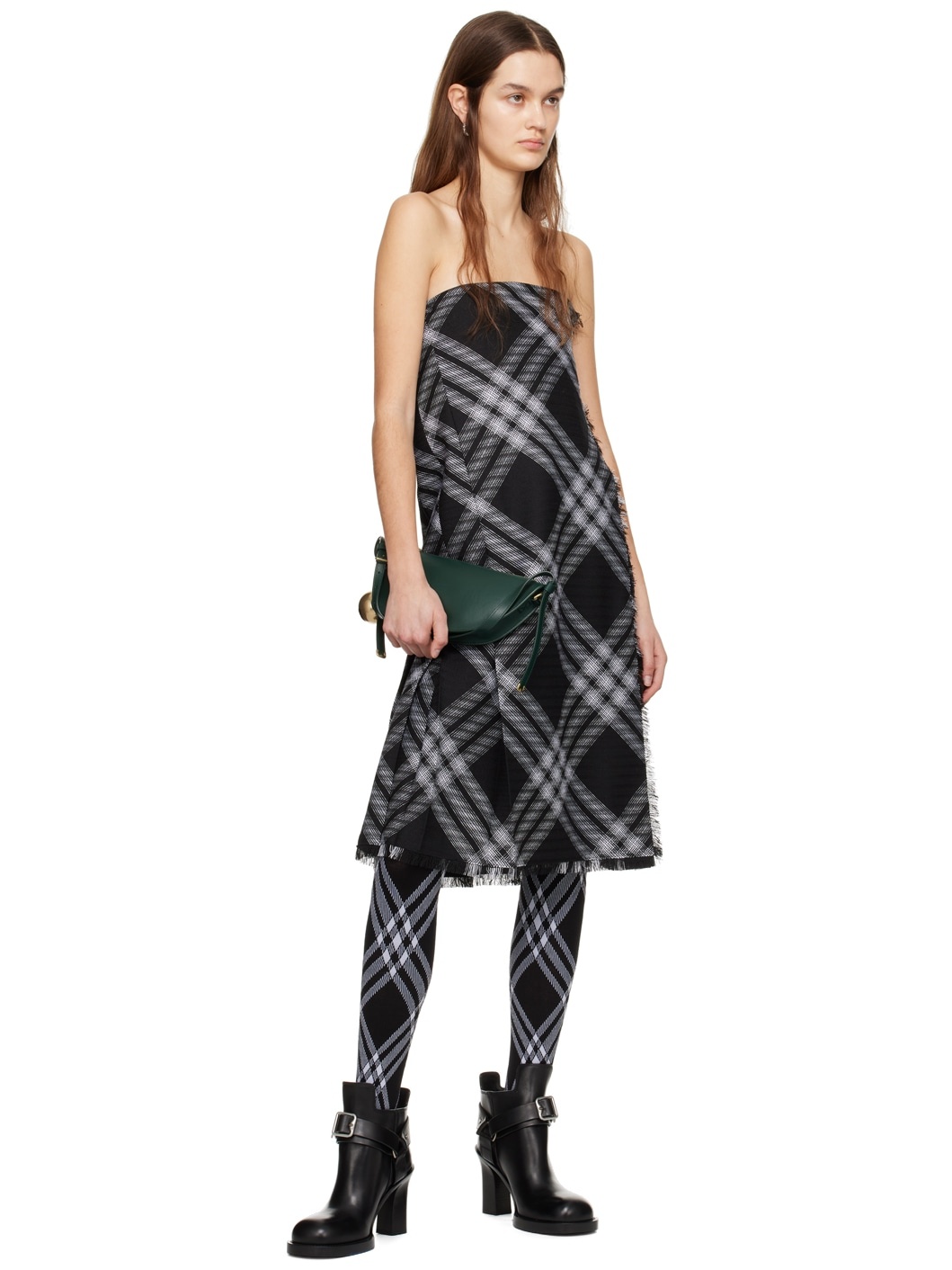 Black & White Check Midi Dress - 4