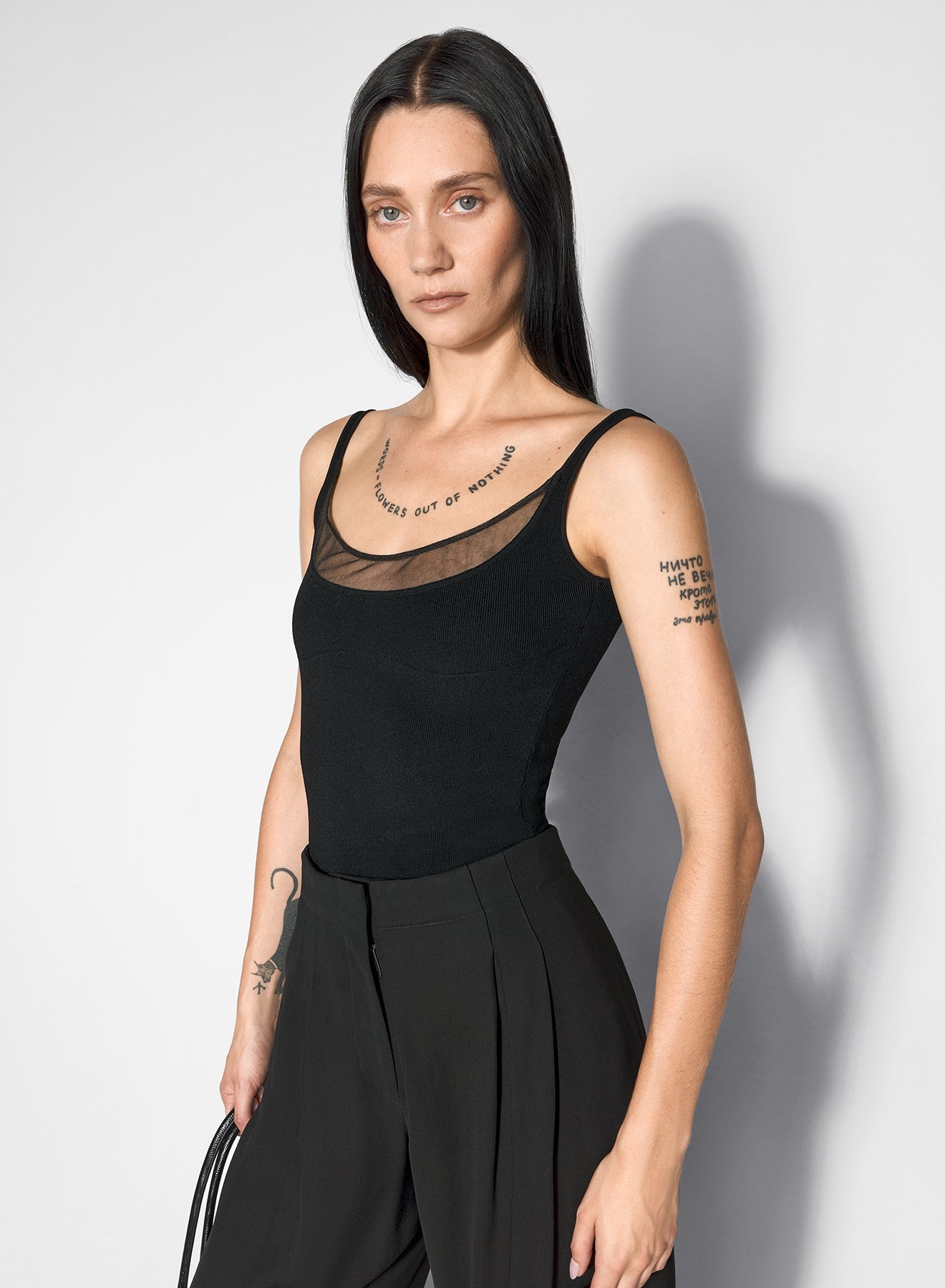 black illusion knit tank top - 1