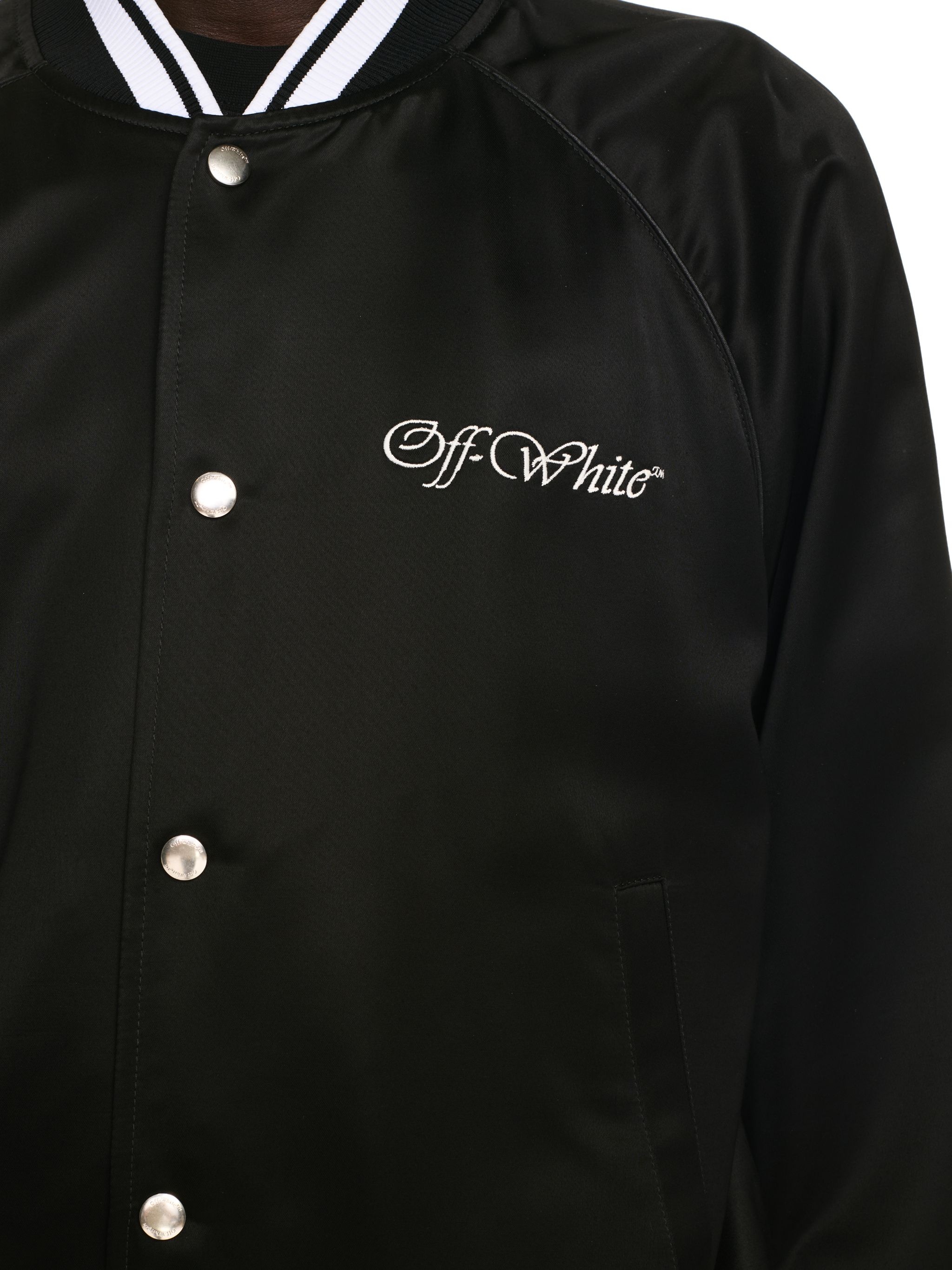 Black College Satin Jacket - 5