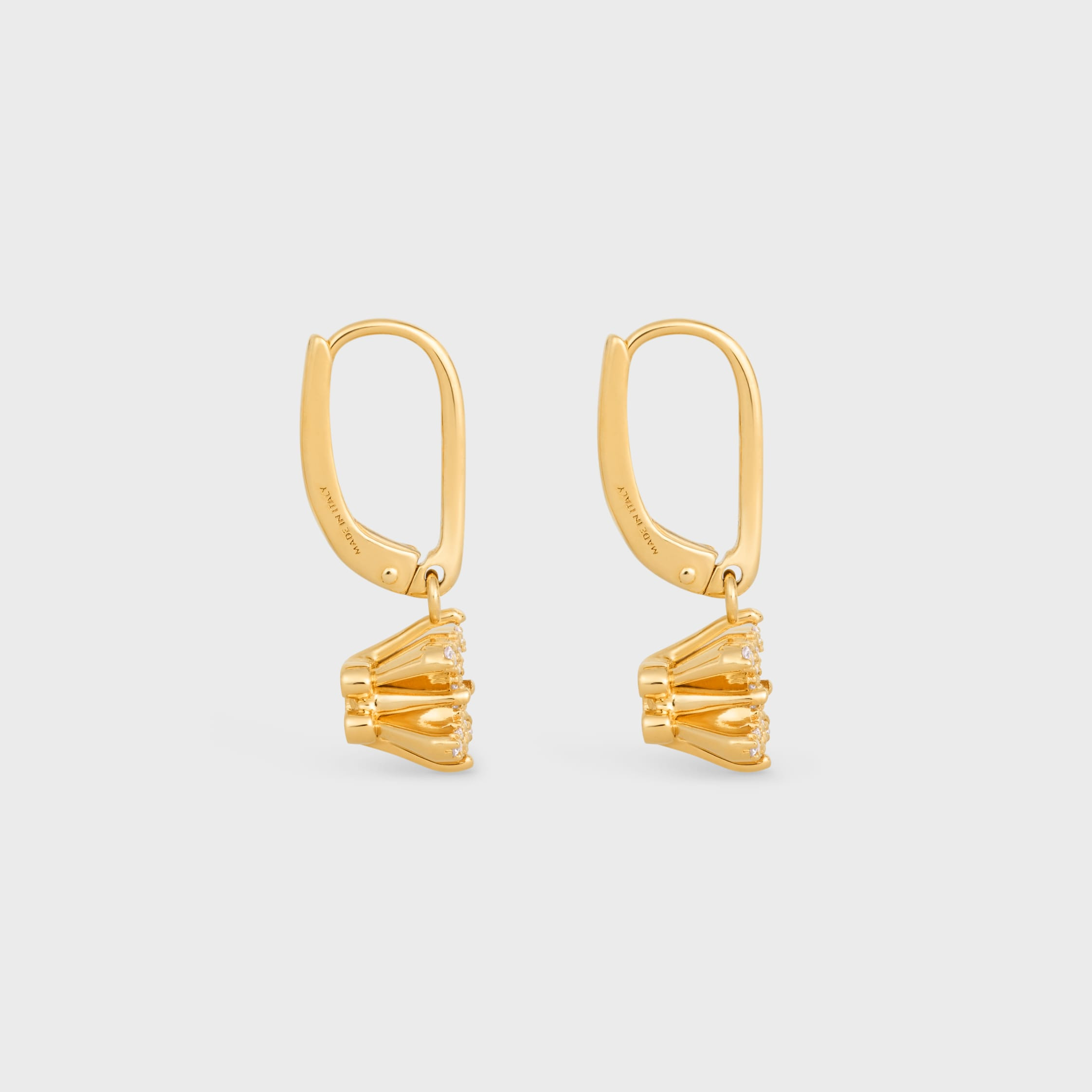 Triomphe Solitaire Sparkle Earrings in Strass and Brass with Gold Finish - 3