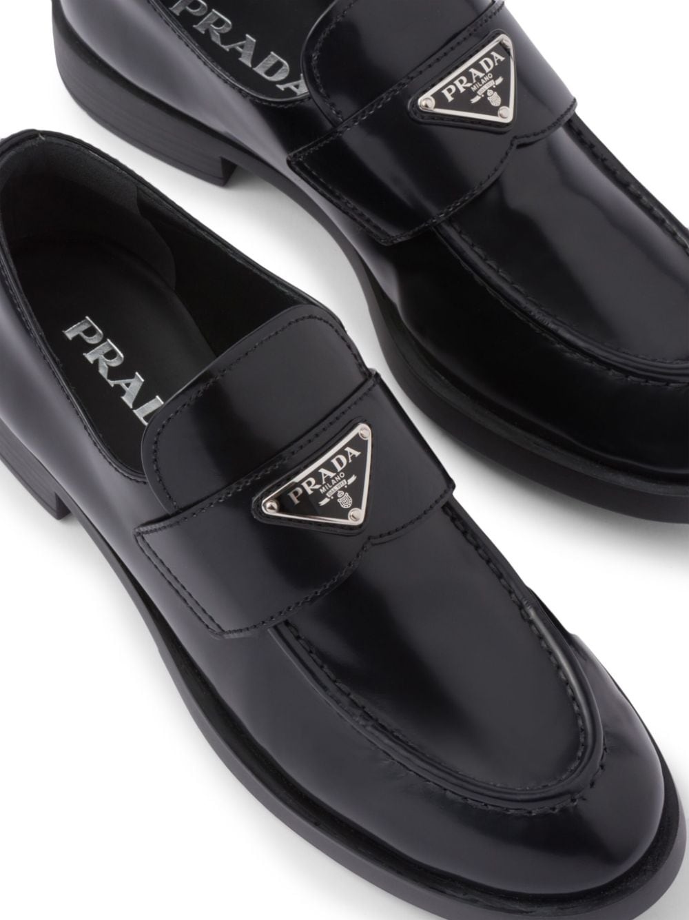 triangle-logo leather loafers - 5