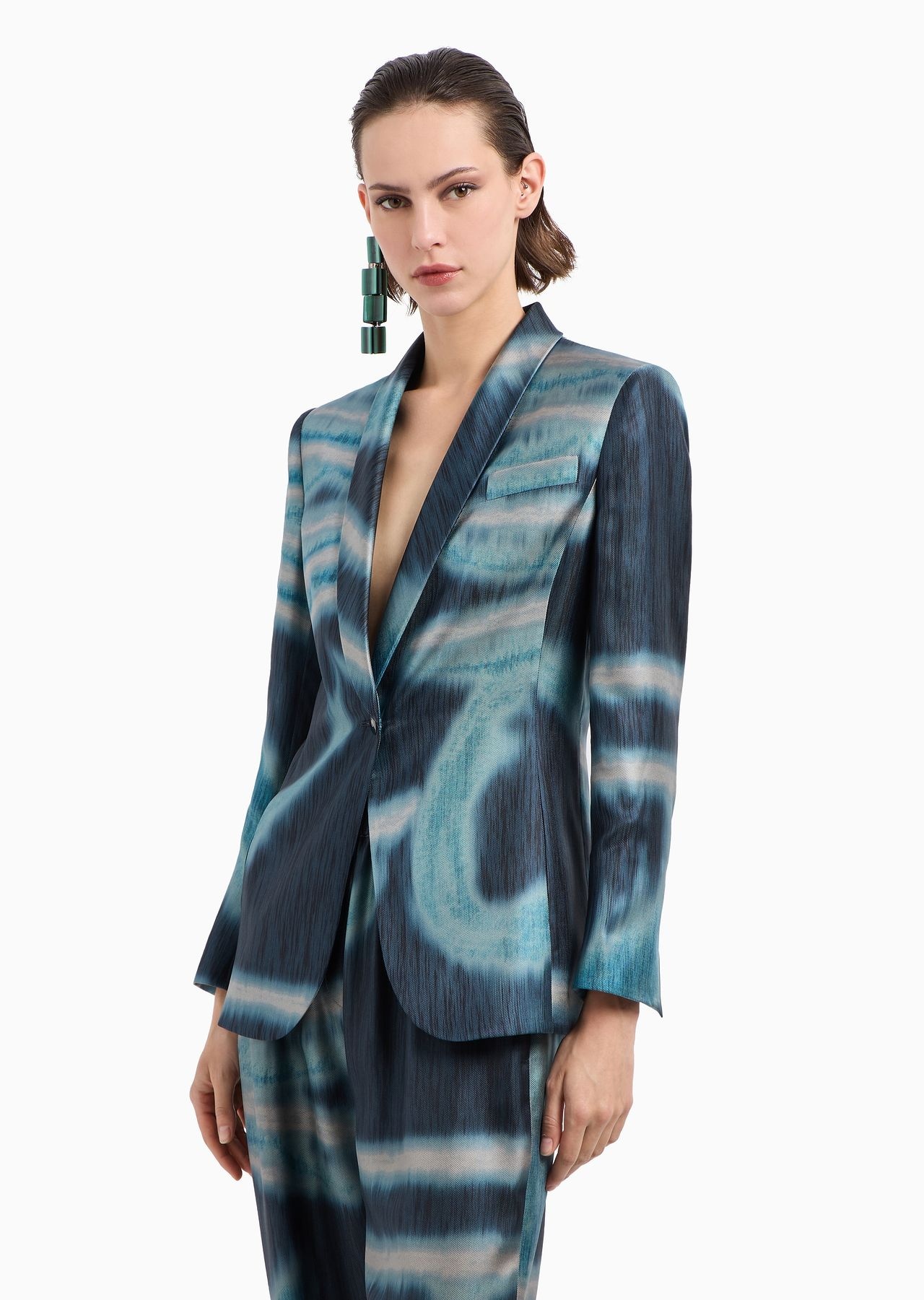 Single-breasted jacket in silk twill with a gradient print - 2