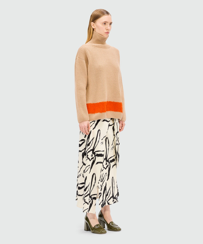 Ivory midi skirt with "Sketched Bunnies" print 4