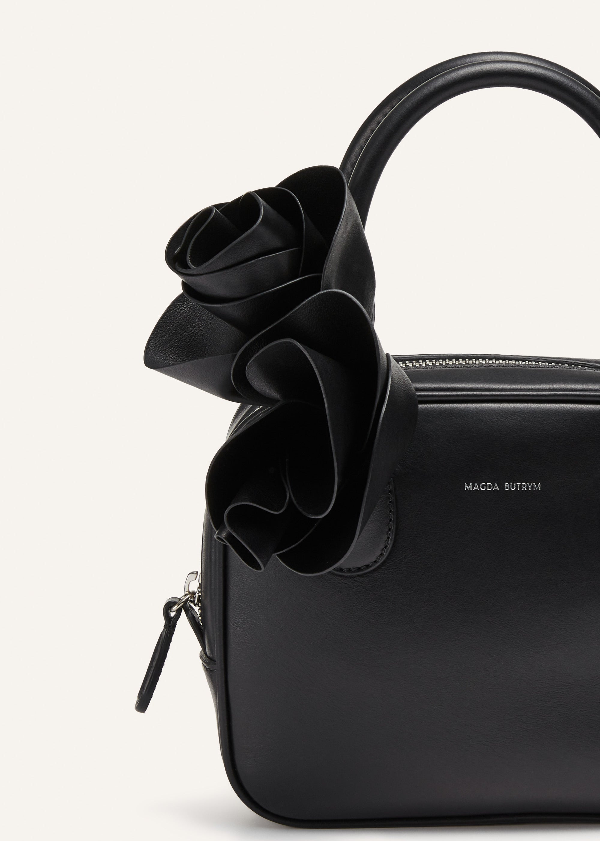 Brigitte square bag in black leather and silver - 3