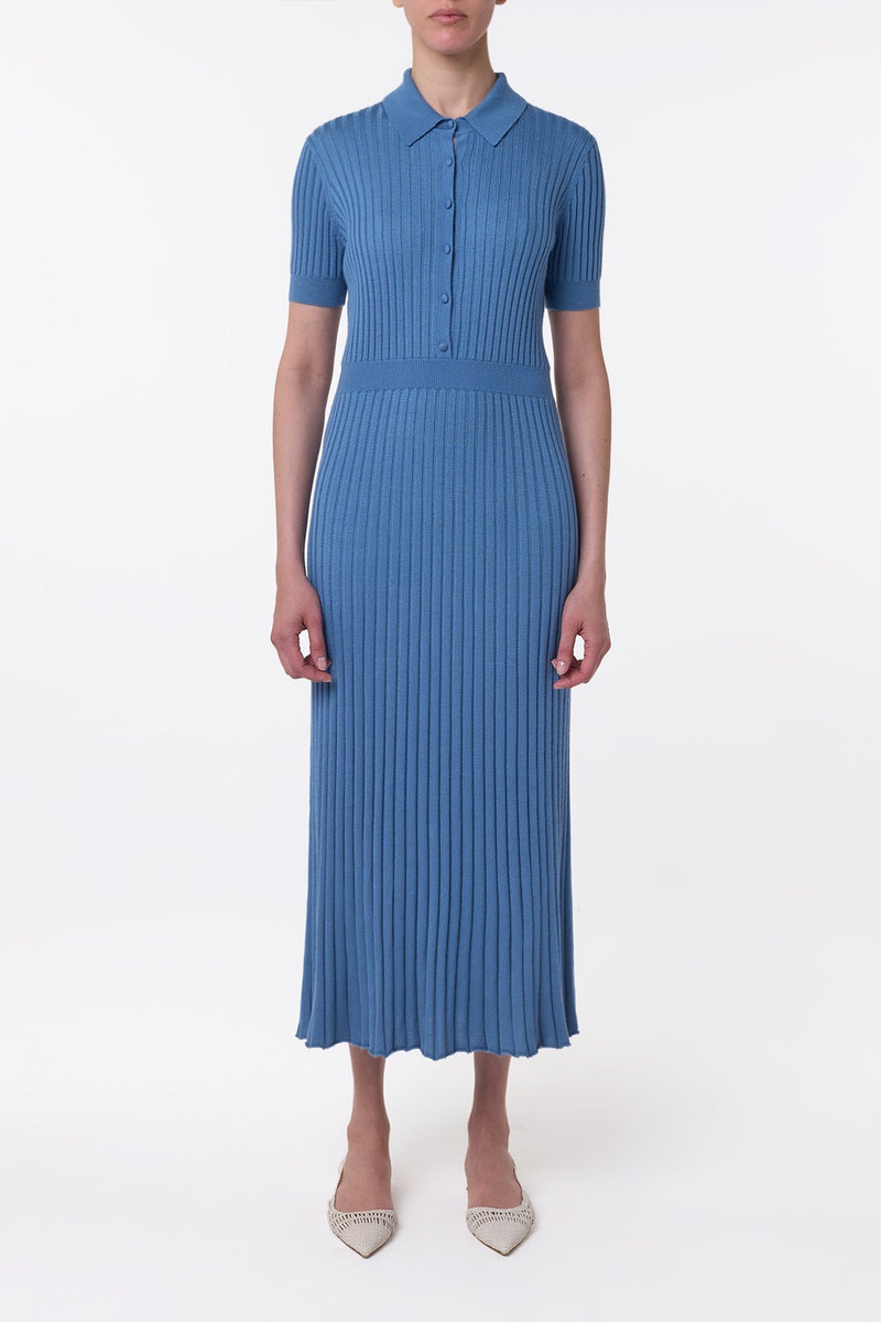 GABRIELA HEARST Amor Knit Midi Dress in Sky Cashmere Silk outlook