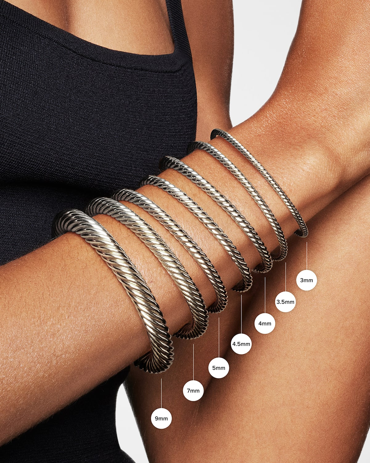 Cable Bracelet with Gemstone in Silver with 14K Gold, 5mm - 4
