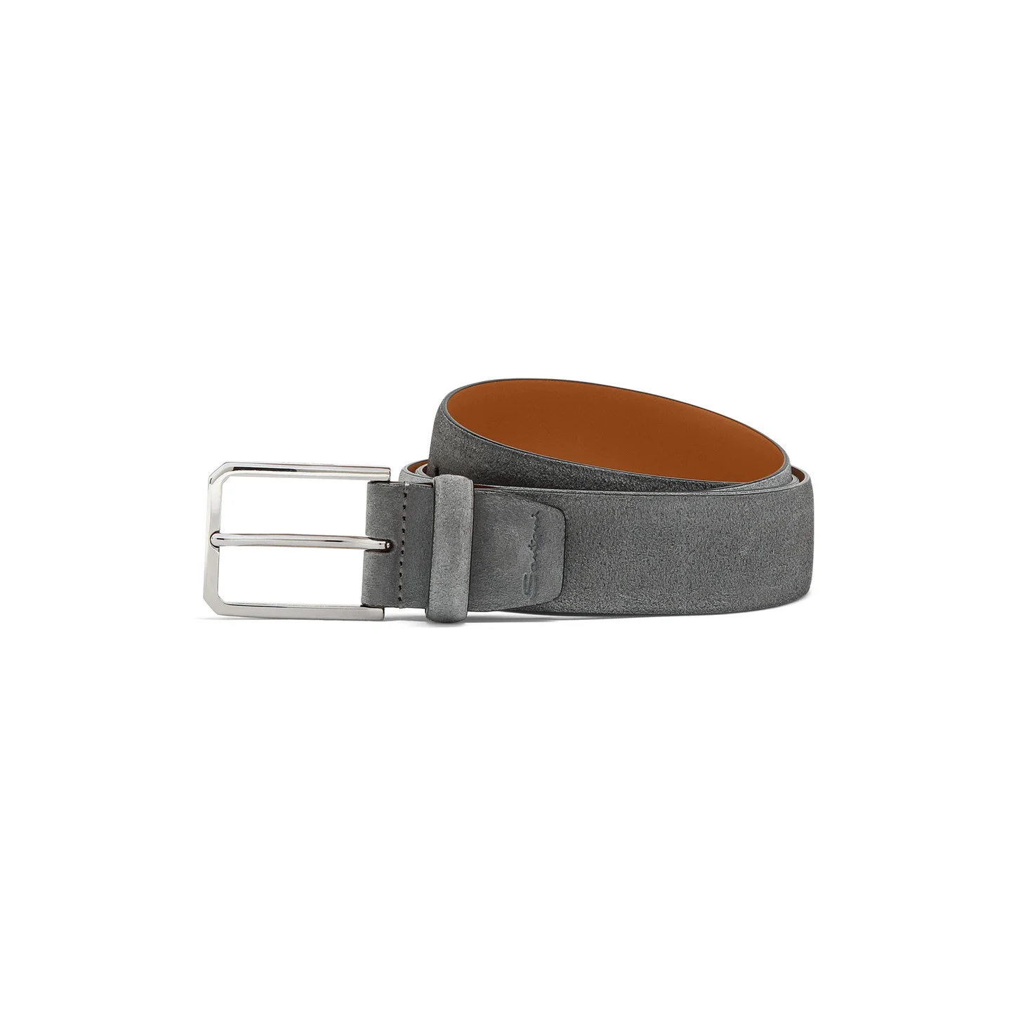 Men's light blue suede adjustable belt - 1