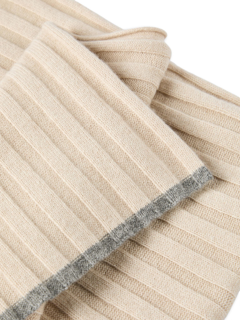 Men's Cashmere Rib Knit Scarf - Sand 3