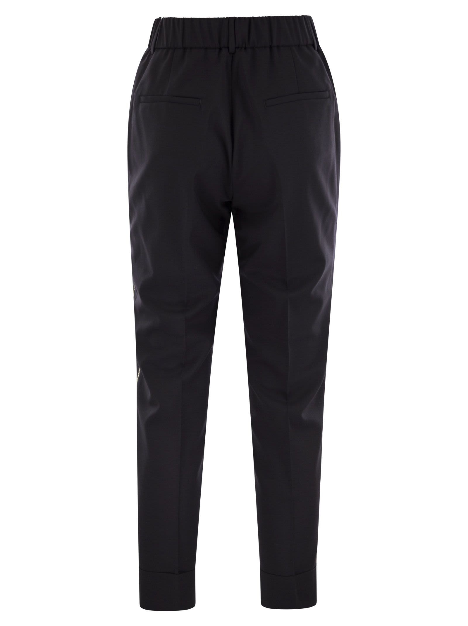 Peserico - Peserico Women Virgin Wool Blend Trousers With Jewellery - 2