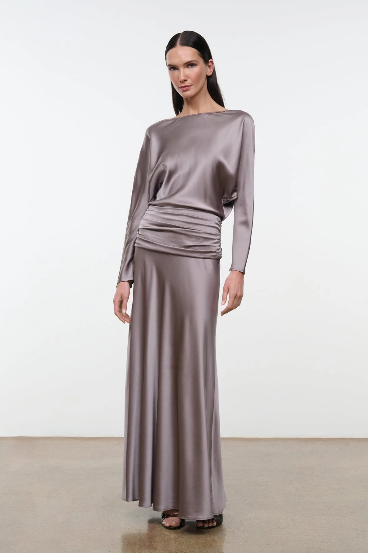 STAUD FREDA SILK DRESS ZINC - 1