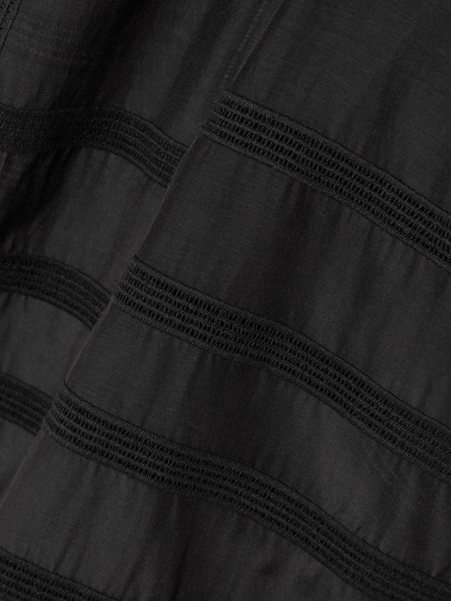 Embroidered organic cotton and silk-blend  voile wide-leg pants Black - 5