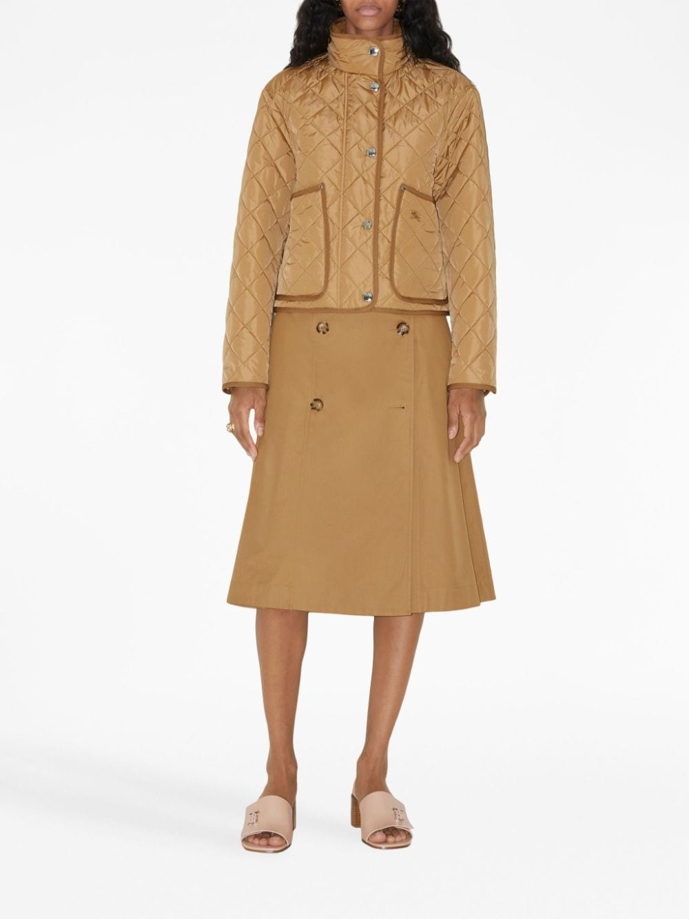 belted-waist flared skirt - 5