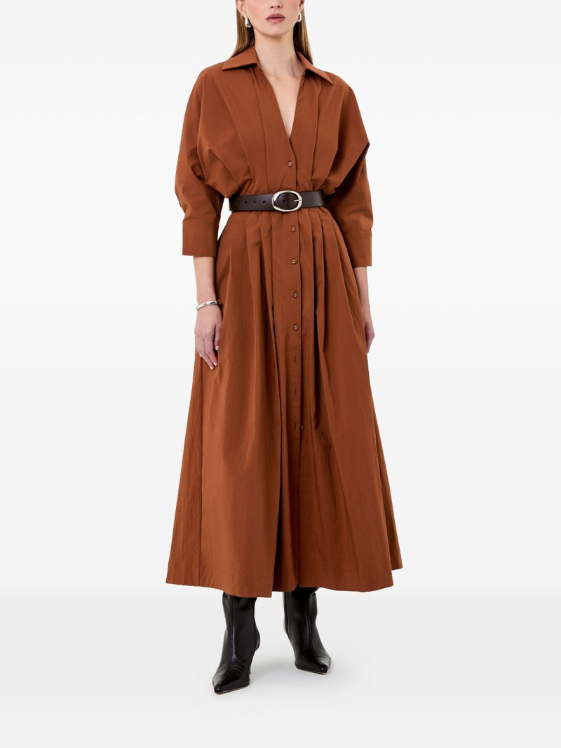 NICHOLAS Lanae pleated button-front midi dress outlook