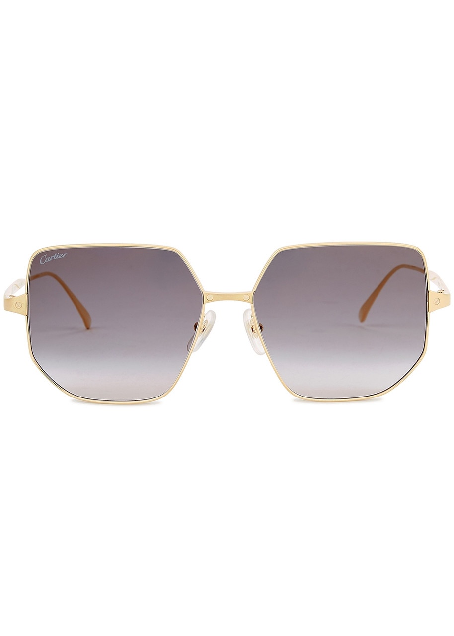 Cartier Santos De Cartier Gold-tone Square-frame, Sunglasses, Gold - 2