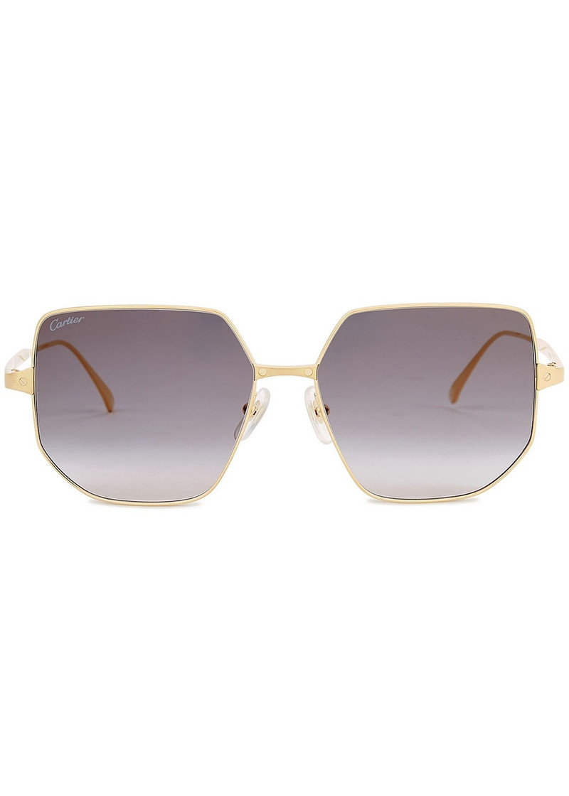 Cartier Cartier Santos De Cartier Gold-tone Square-frame, Sunglasses, Gold outlook