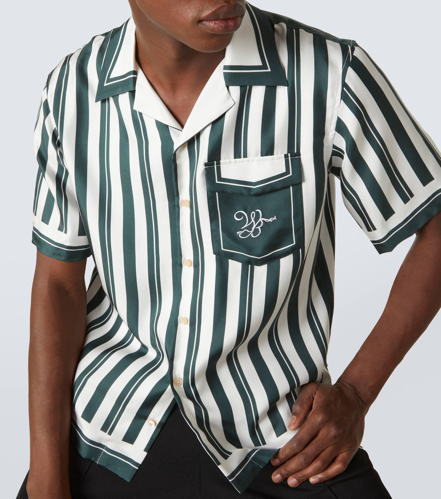 June striped silk bowling shirt - 5