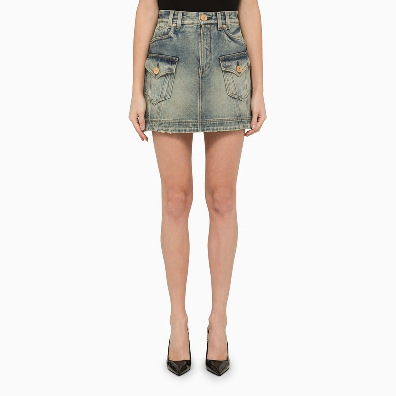 Washed-out denim miniskirt - 1