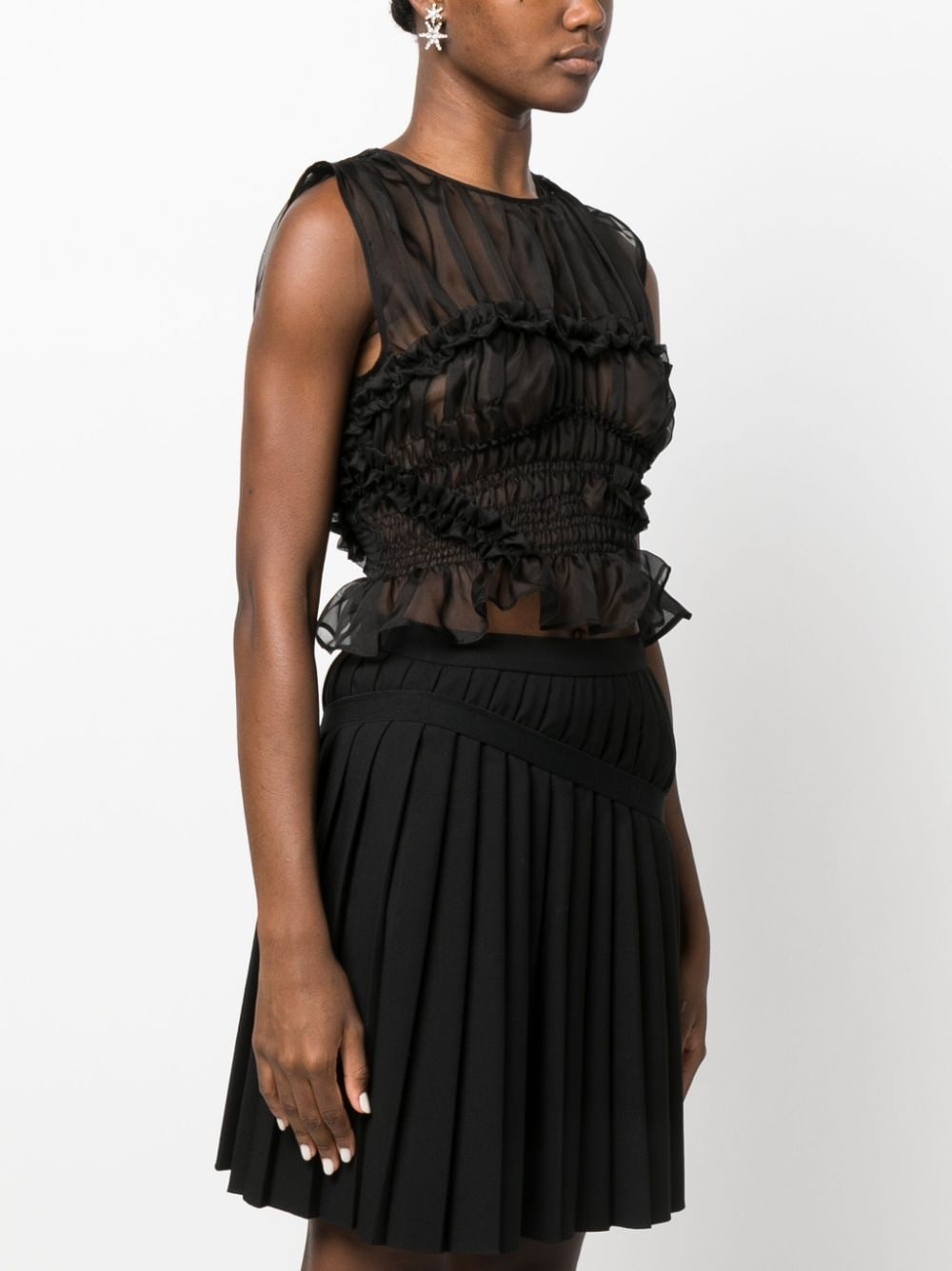 ruched sleeveless silk top - 3