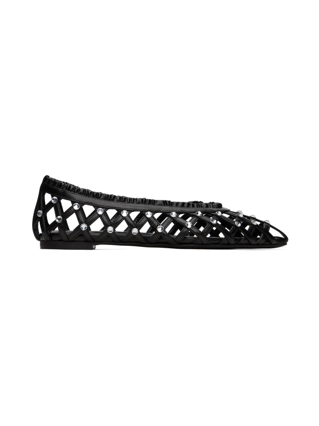 Black Crystal-Cut Ballerina Flats - 1