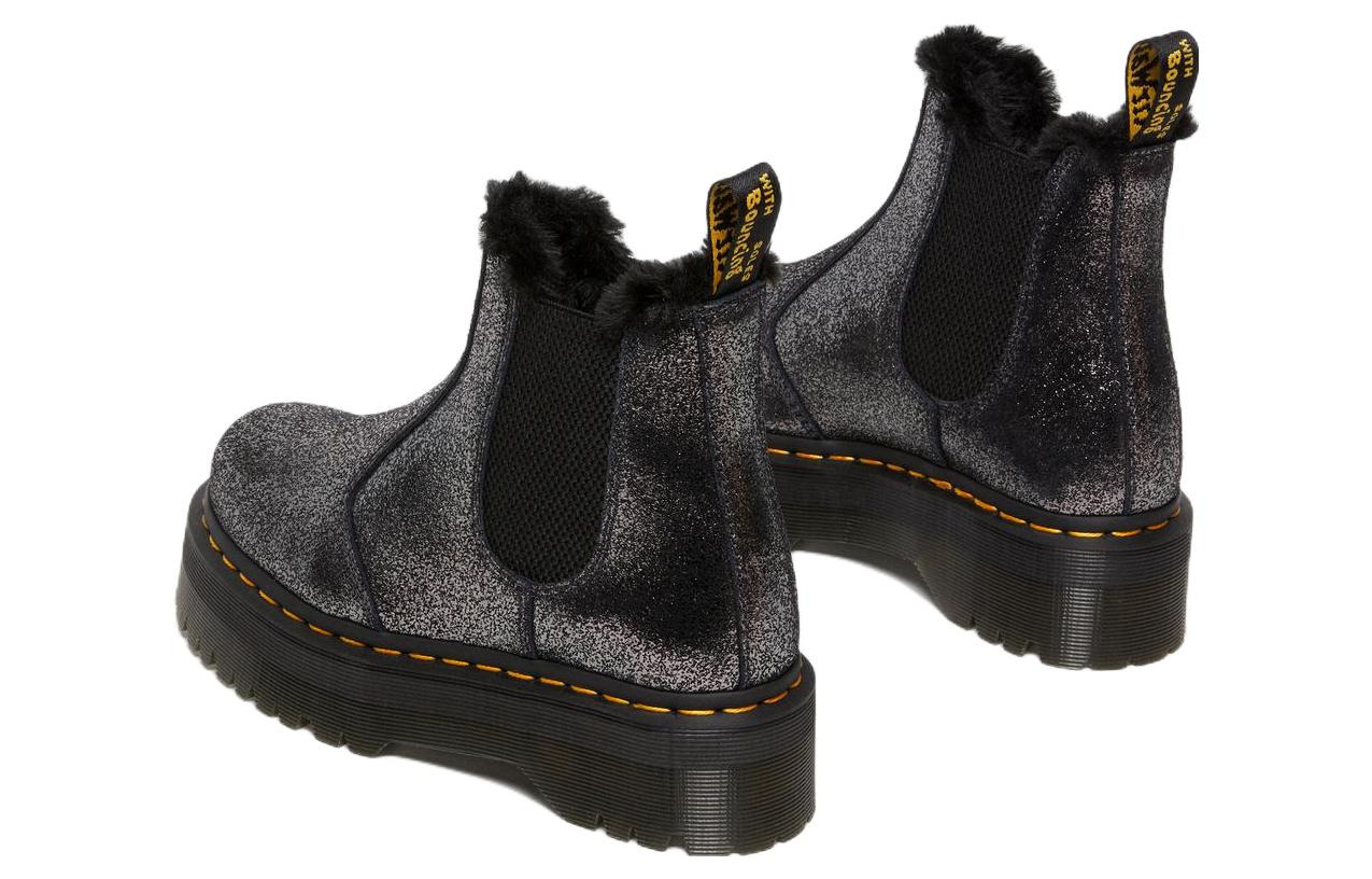 (WMNS) Dr. Martens 2976 Faux Fur-Lined Metallic Platform Chelsea Boots 'Black' 27956012 - 4