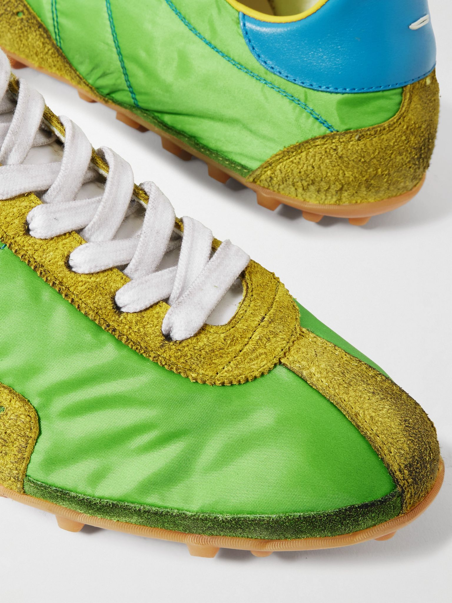 Sprinters Leather and Suede-Trimmed Nylon Sneakers Green - 5
