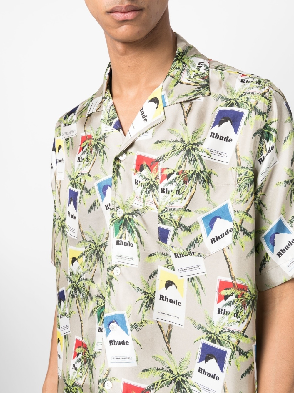 cigarette-print silk shirt - 5