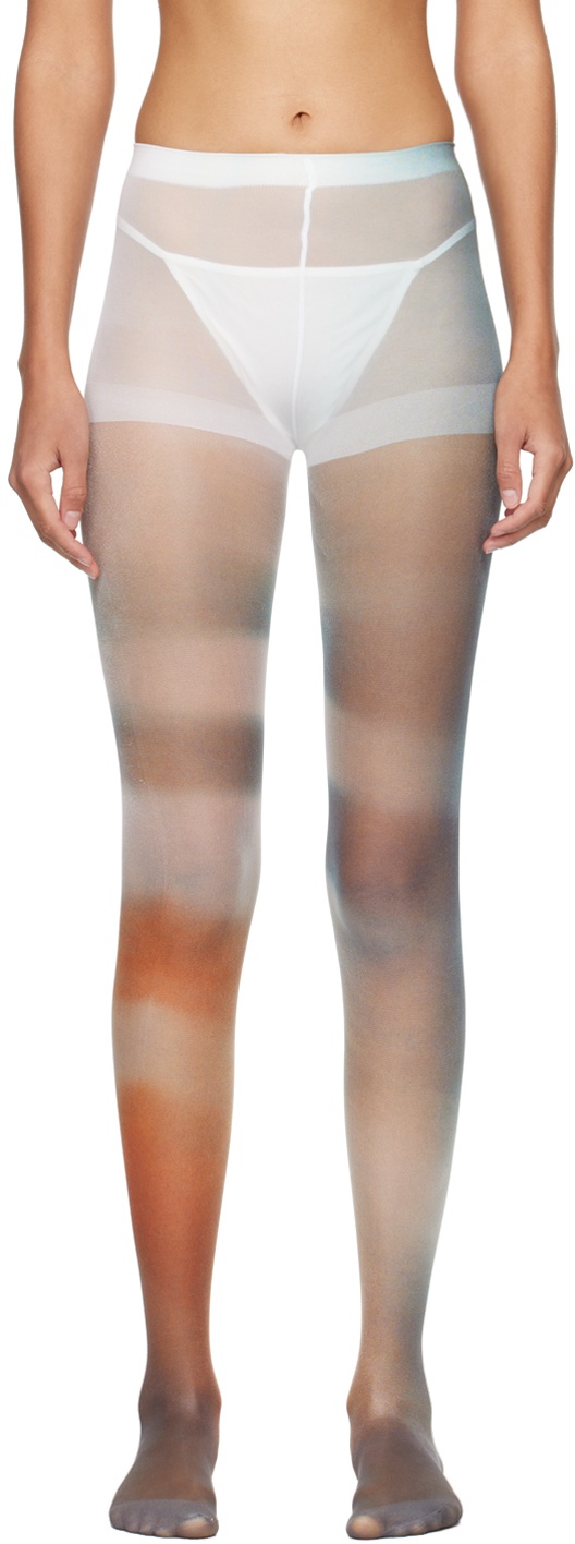 Beige & Navy Light Leak Tights - 1