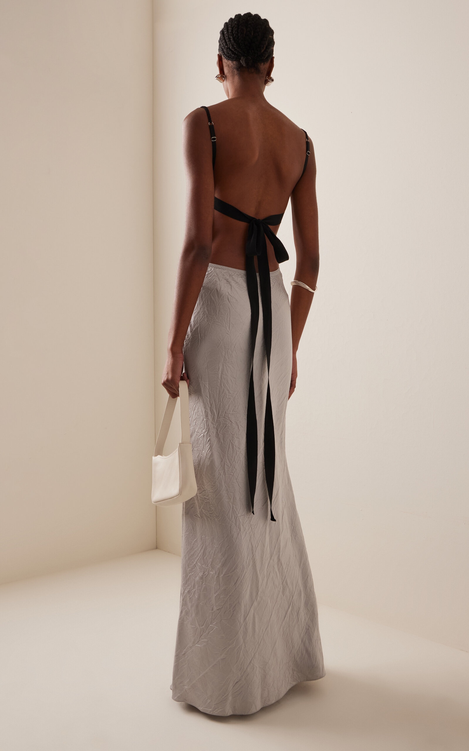 Lucie Crinkled Satin Maxi Dress silver - 4