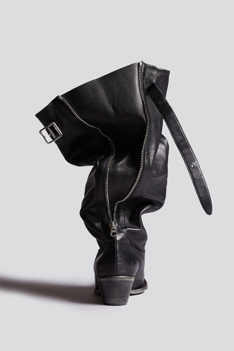 SLOUCH COWBOY BOOT - BLACK LEATHER -R13 5