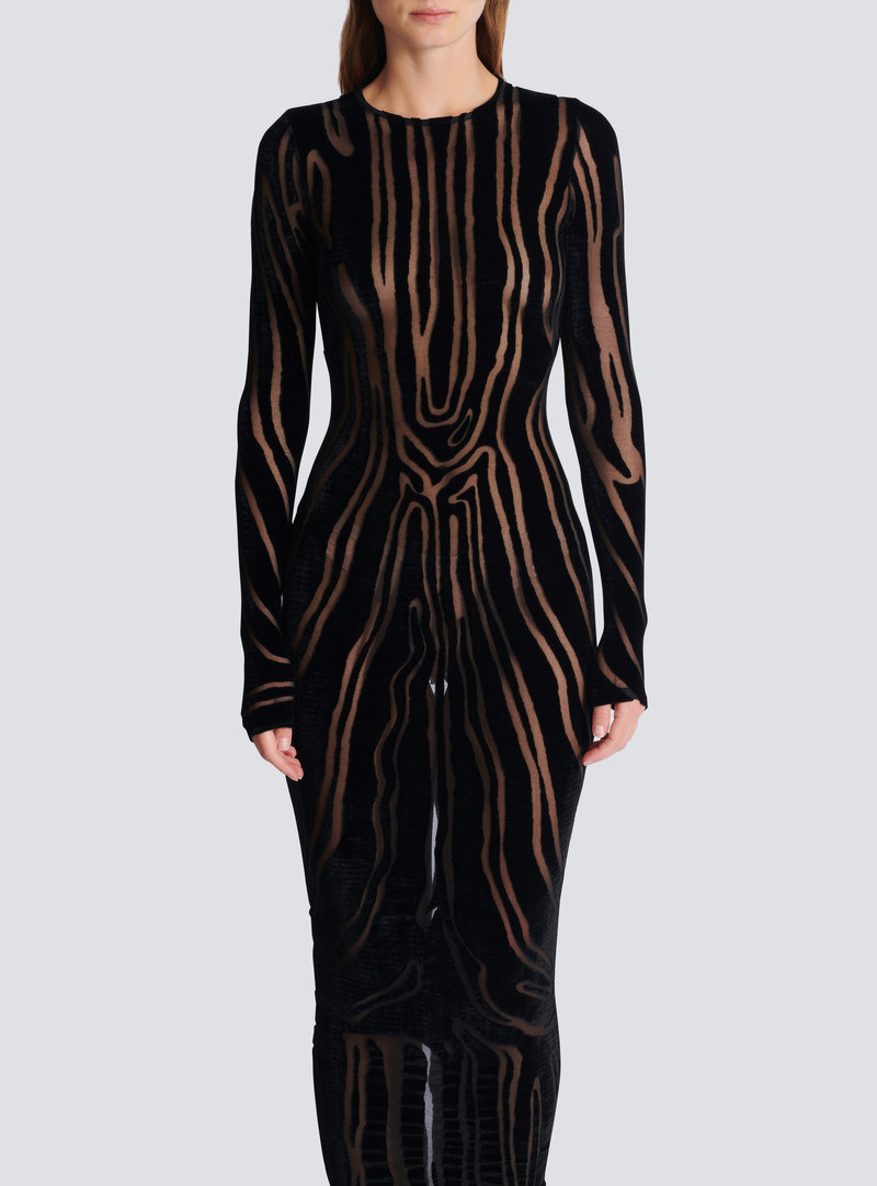 Long zebra-print velvet dress 5