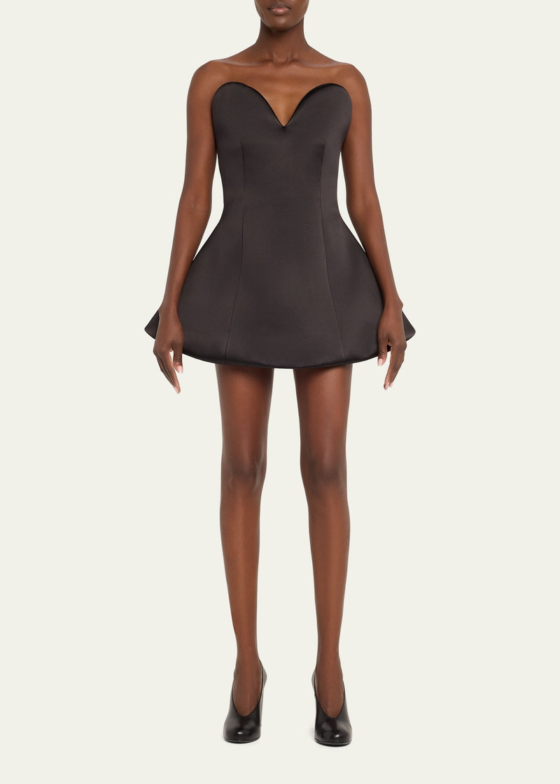 Marc Jacobs Strapless Satin Sculptural Mini Flared Dress outlook