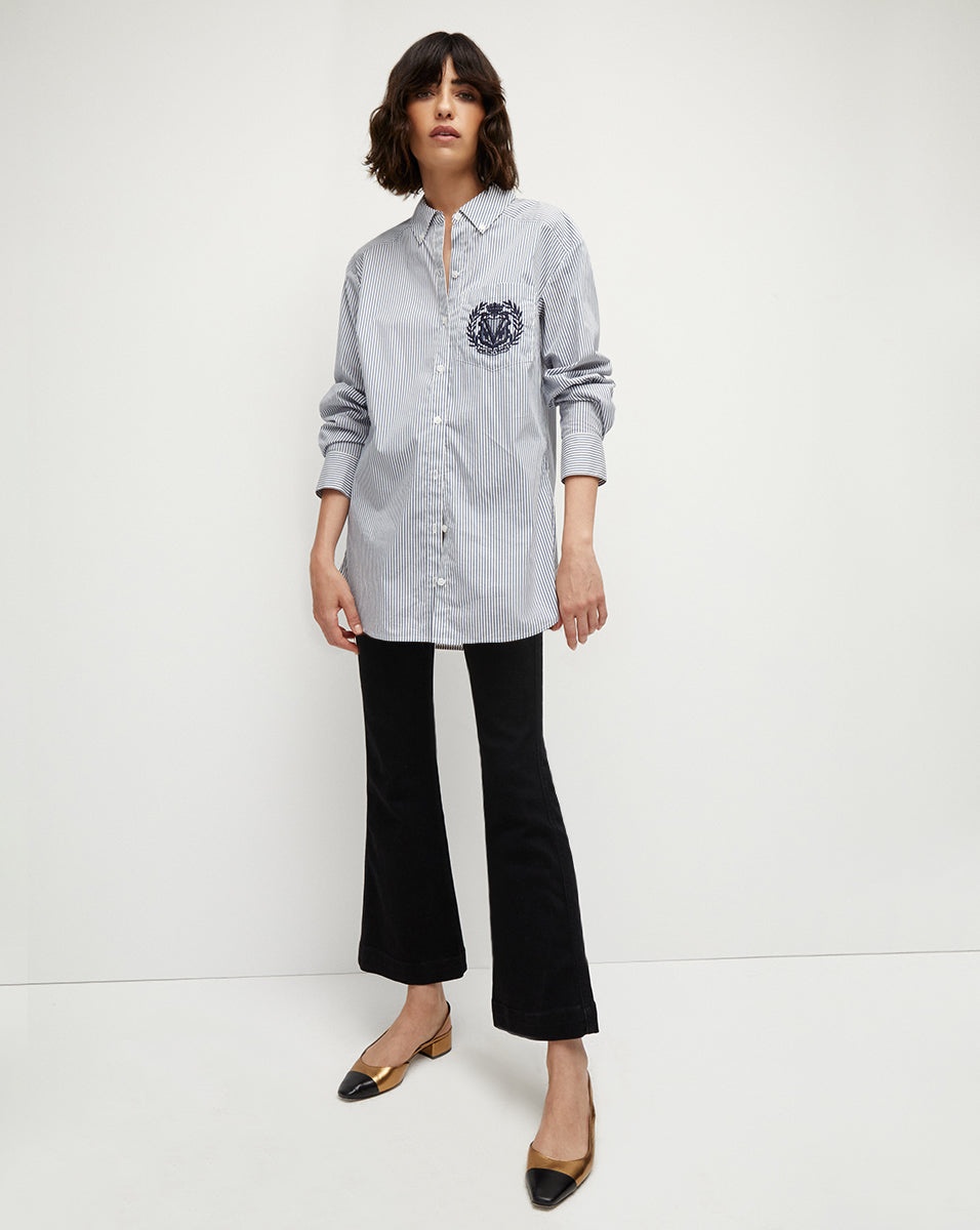 LLOYD STRIPED BUTTON-DOWN TOP | LOGO CREST - 2